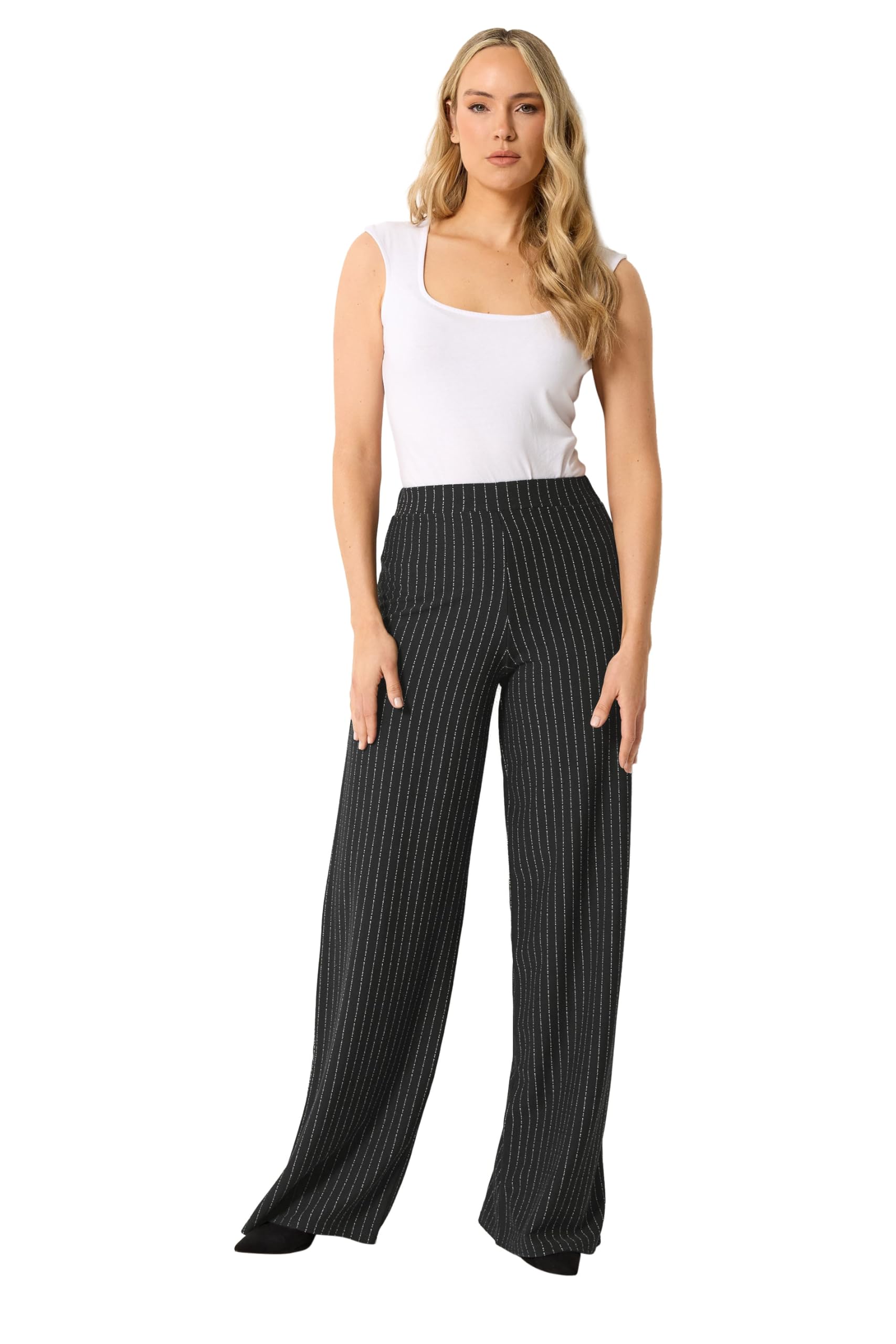 Long Tall Sally - LTS Tall & White Pinstripe Wide Leg Trousers - Women's