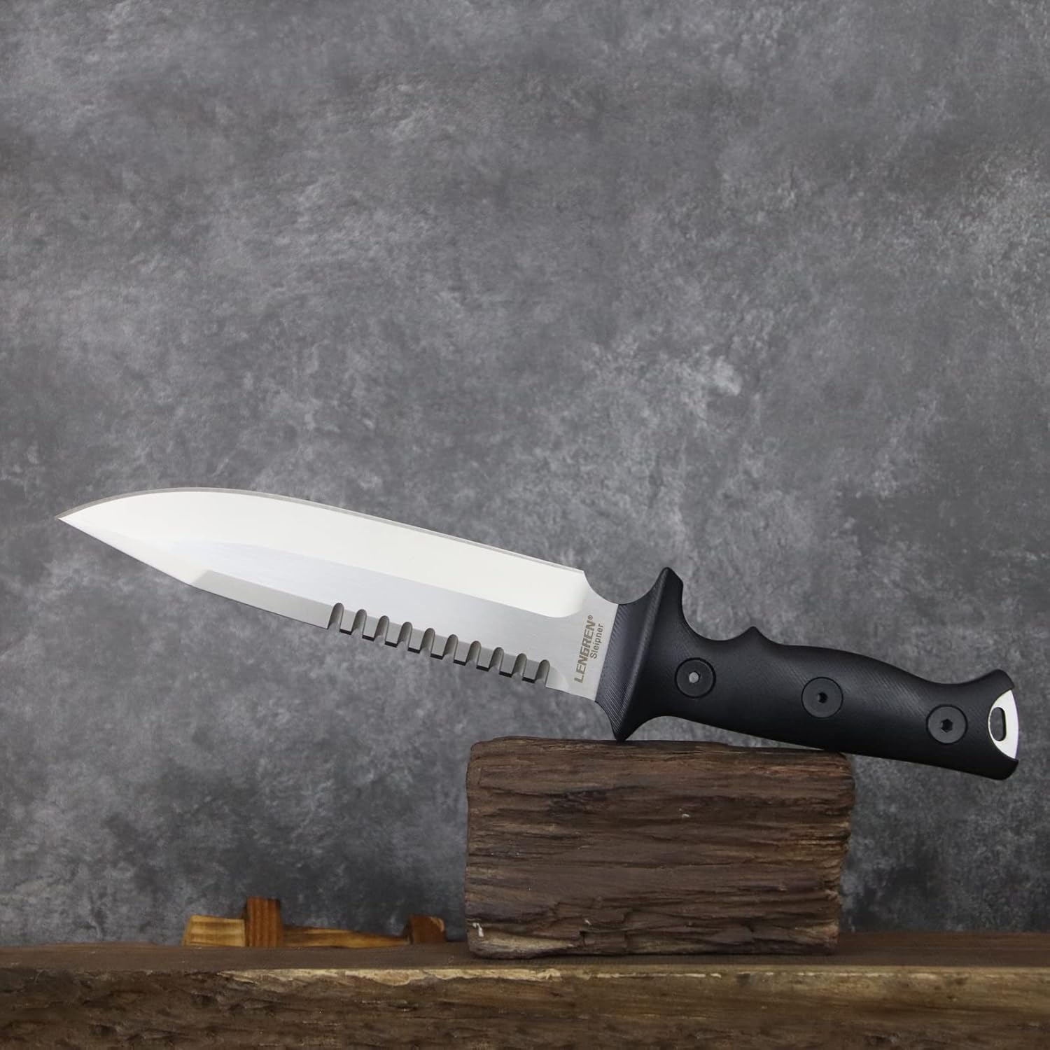 Tactical 11.5 Inches Full Tang Jungle Primitive Fixed Blade,Sharp Dorsal Tooth and Camping Survival Knife,Sleipner Steel G10 Handle,Kydex Sheath (White)