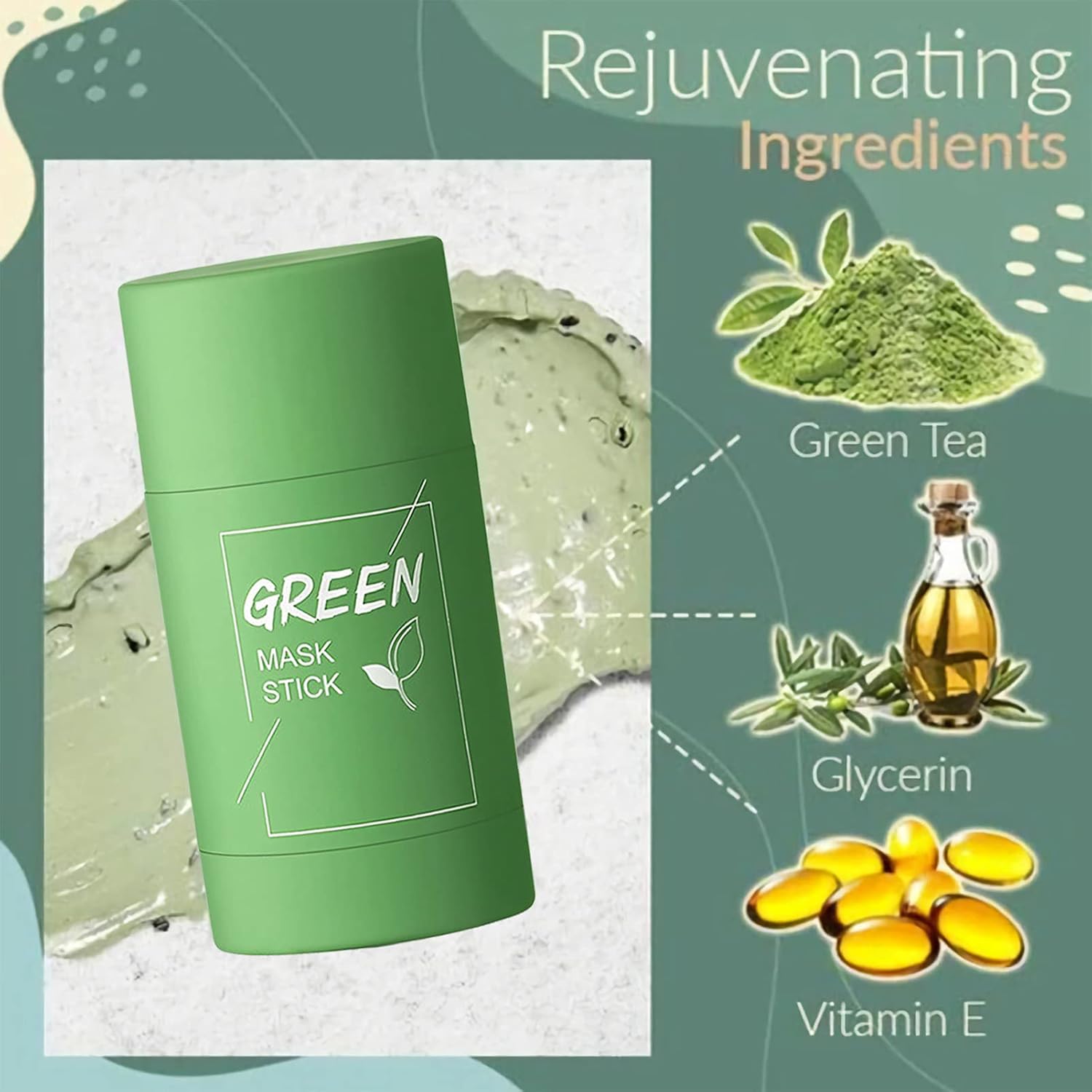 Green Tea Cleansing Mask Stick,Green Tea Face Mask,Green Tea Cleansing