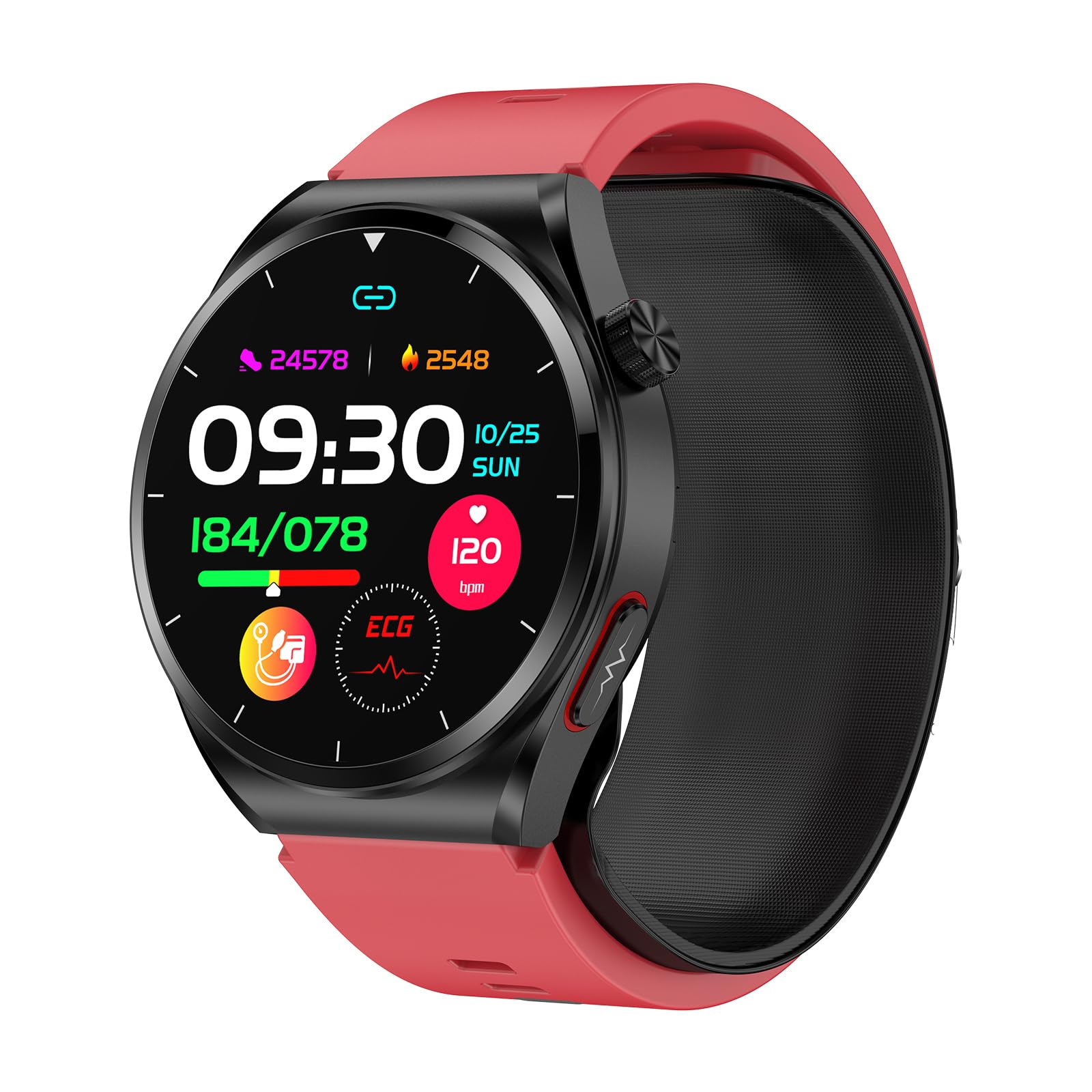 Reloj Inteligente Hombre Mujer, IPS HD 1.39”Smartwatch, Batería con 30 días Duración, 100 Modos Deportivos, 30 Idiomas, Proporciona SpO2/Temperatura/Sueño/ácido úrico (Rojo)
