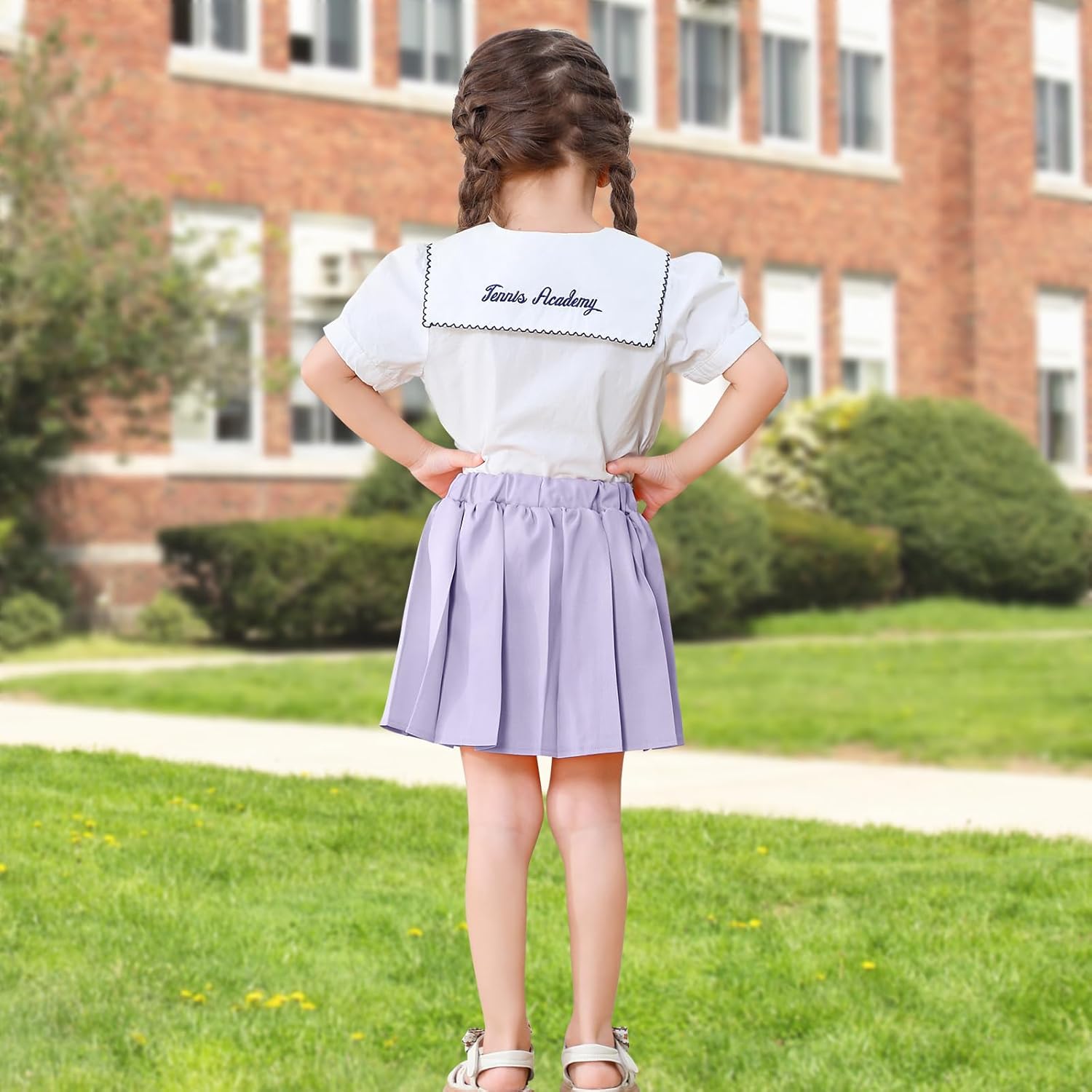 2 Pack Toddler Baby Girls Pleated Skirt Baby Girls Uniform Skirt Built in Shorts Tennis Casual Skorts for Little Kid - Image 3