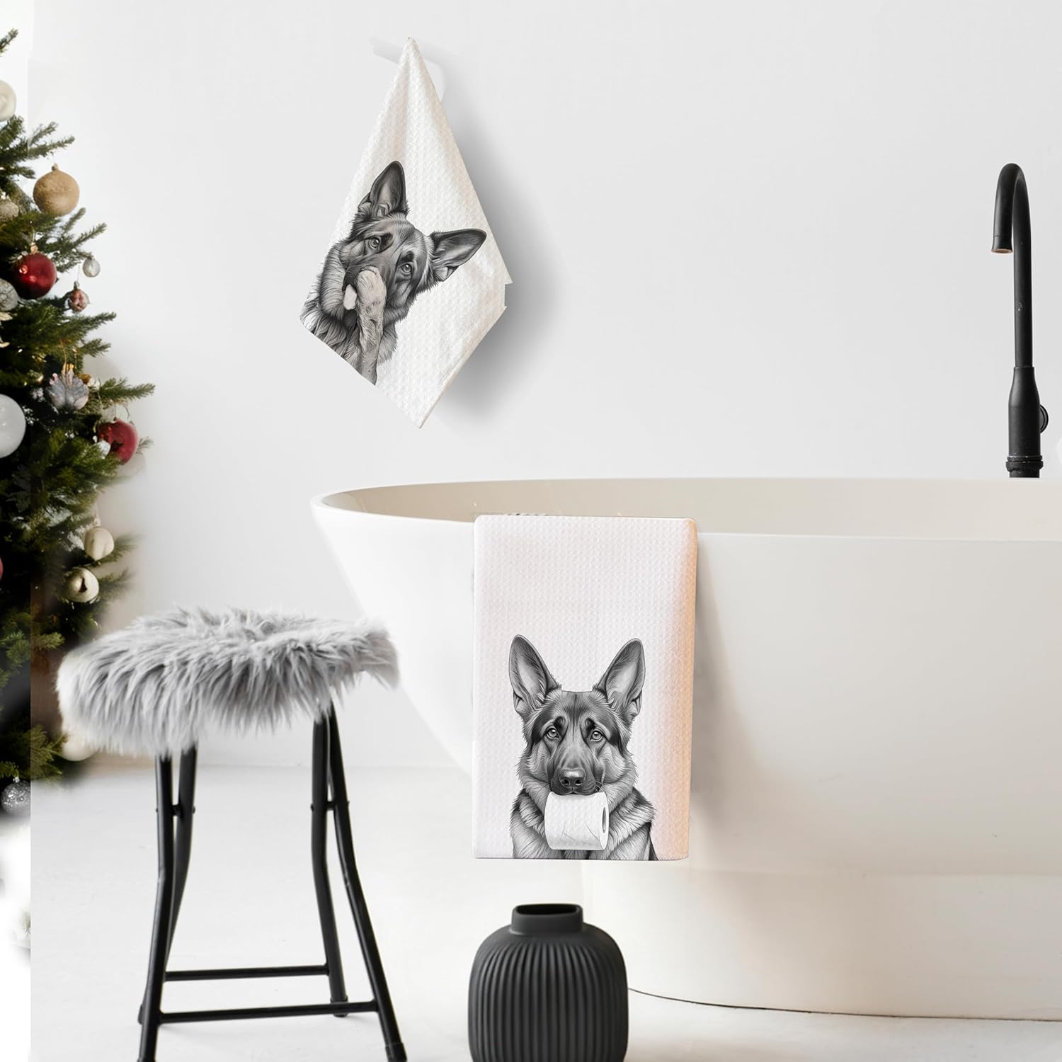 Funny German Shepherd Decor Kitchen Hand Towels Set of 2, German Shepherd Gifts,Funny Dog Decorative Hand Towels for Kitchen Decor ，16x24 Inches - Image 5