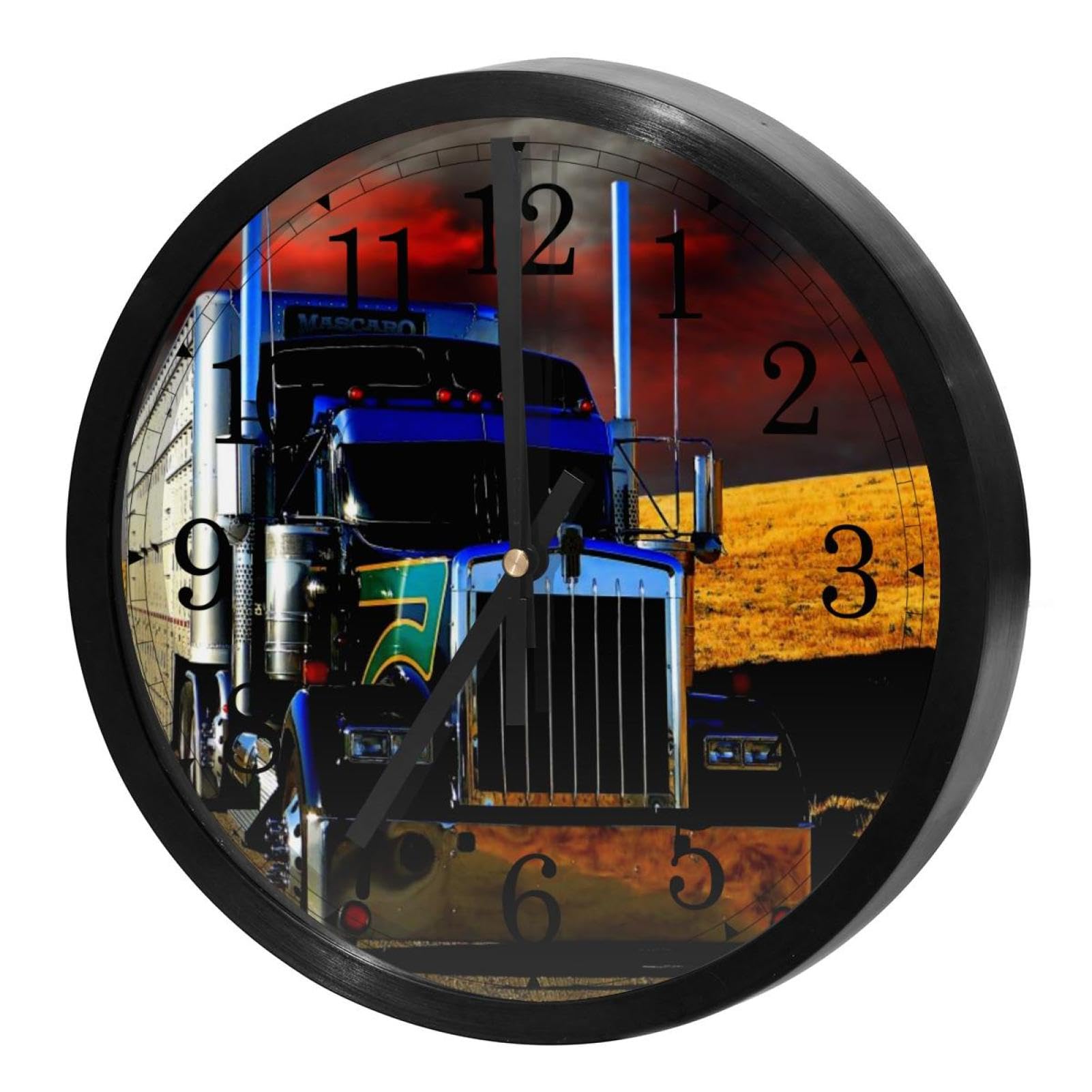 Horloge murale ronde pour cuisine et bureau au style camion de transport