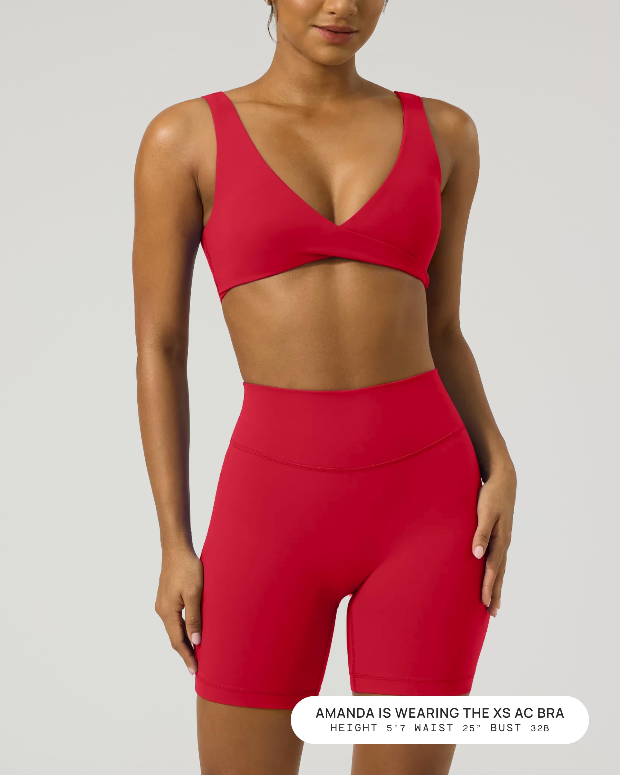 PAVOI ACTIVE Biustonosz sportowy dla kobiet z twistowym przodem, podwójnie dopasowywana osłona, trening, płuczko V z przodu i z tyłu, FlexFlow, czerwone chilli, M