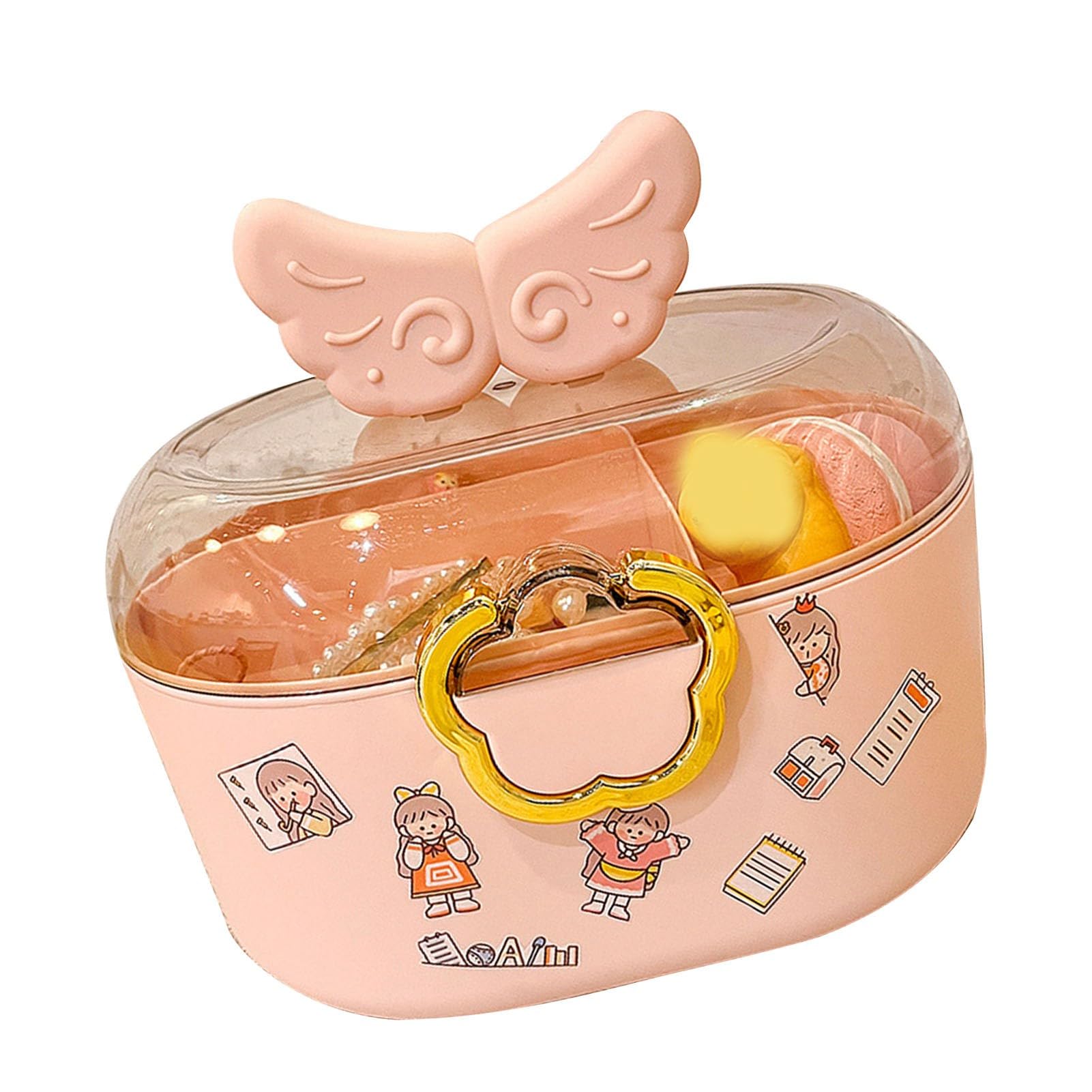 Caja de accesorios para el cabello de niñas organizador infantil rosa con compartimentos