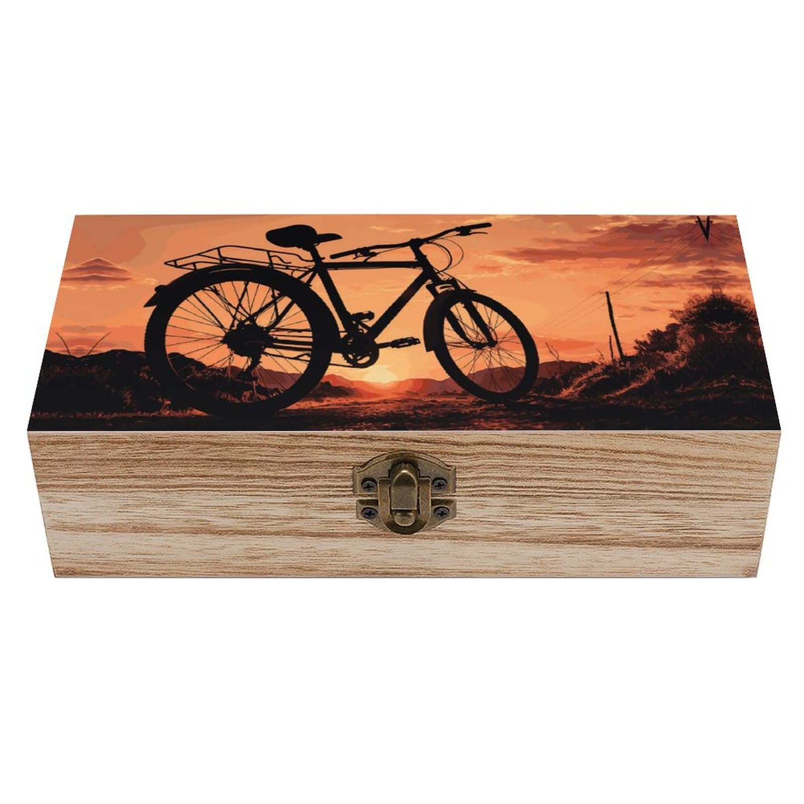 WAFICAC Road Bicycle Wooden Keepsake Box Wooden Box with Hinged Lid Decorative Storage Boxes Unique Gift Ideas for Men & Women Size 7.9" X 3.9" X 2.3"