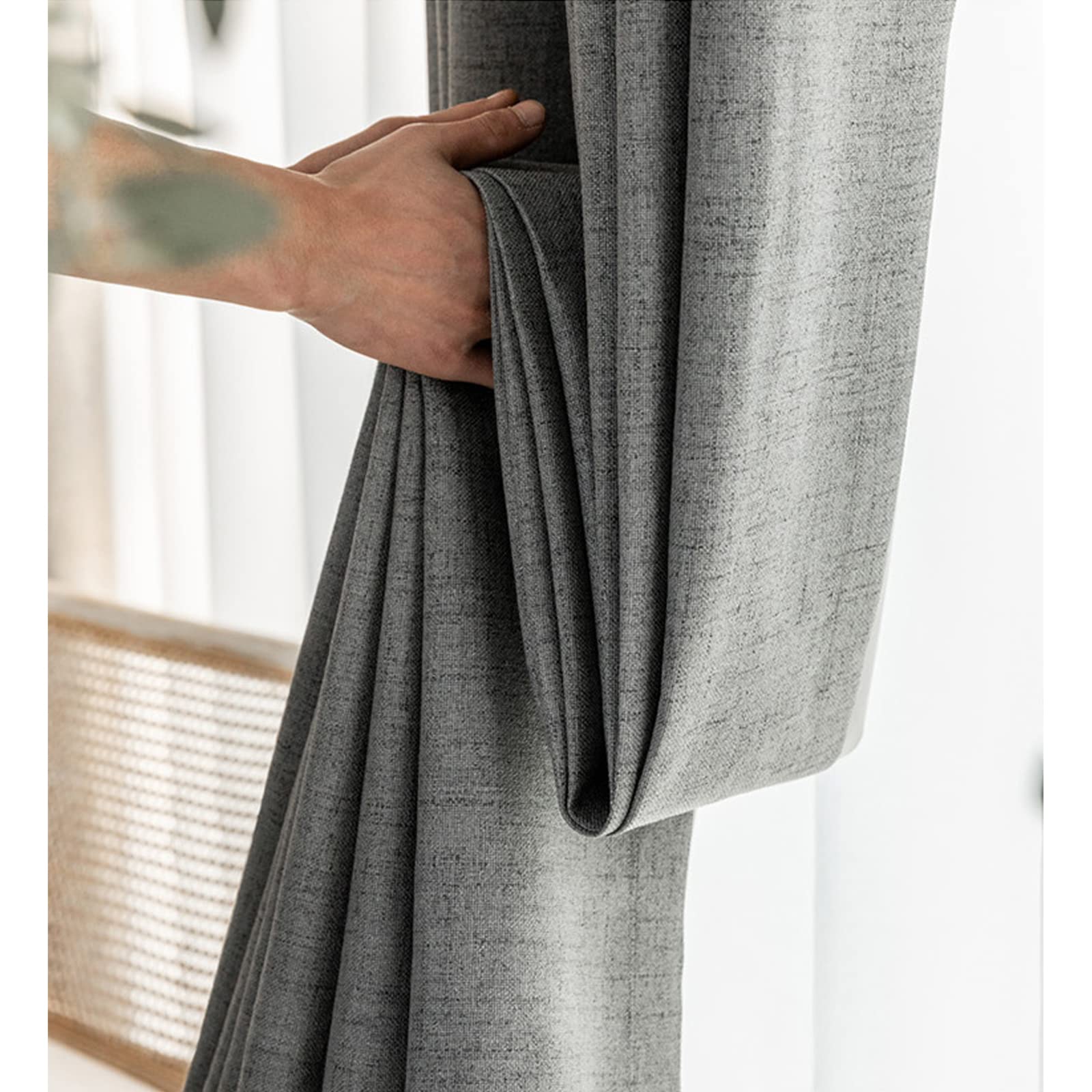 Warmtewerend Gordijnen met Haken, Modern Ondoorzichtig Verduisterende Gordijn Energiezuinig Geluidwerend Raamsjaal voor Kantoor Woonkamer Lounge Slaapkamer, 1 Panelen-A-200x270cm