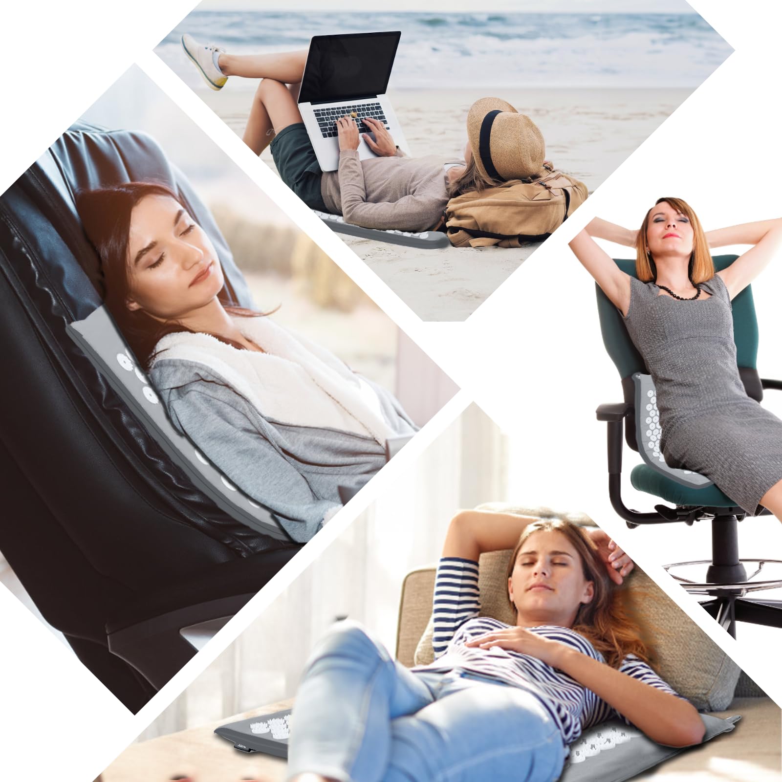 Ensemble de tapis d'acupression, coussin de massage pour point d'acupuncture, soulage les douleurs du cou et du dos, relaxation musculaire et réduction du stress, soulagement de la sciatique, convient