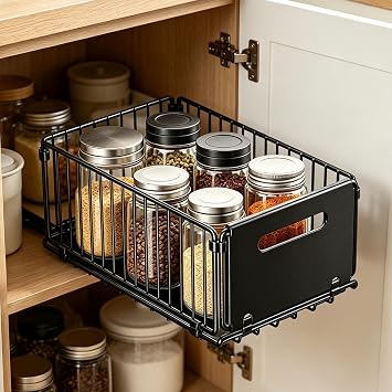 Cabinet Pull Out Organizer 2 Pieces Condiment Storage Rack