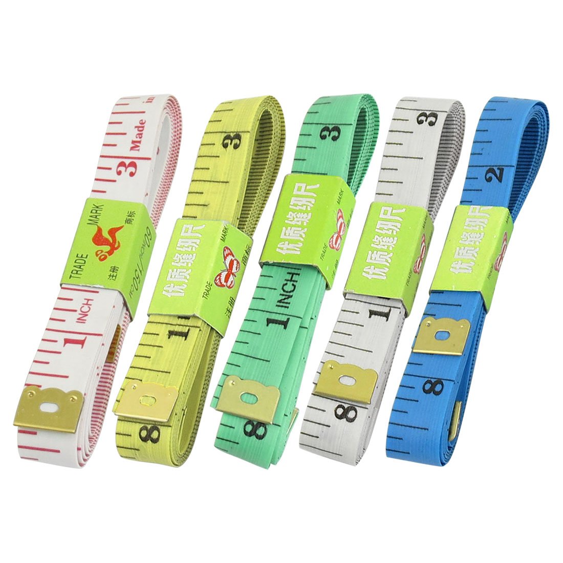 Aexit 5PCS 1.3cm Tools & Home Improvement Width Four Colors Soft Fiber Glass Flat Ruler Tape Measure Tape Measures 1.5M 60