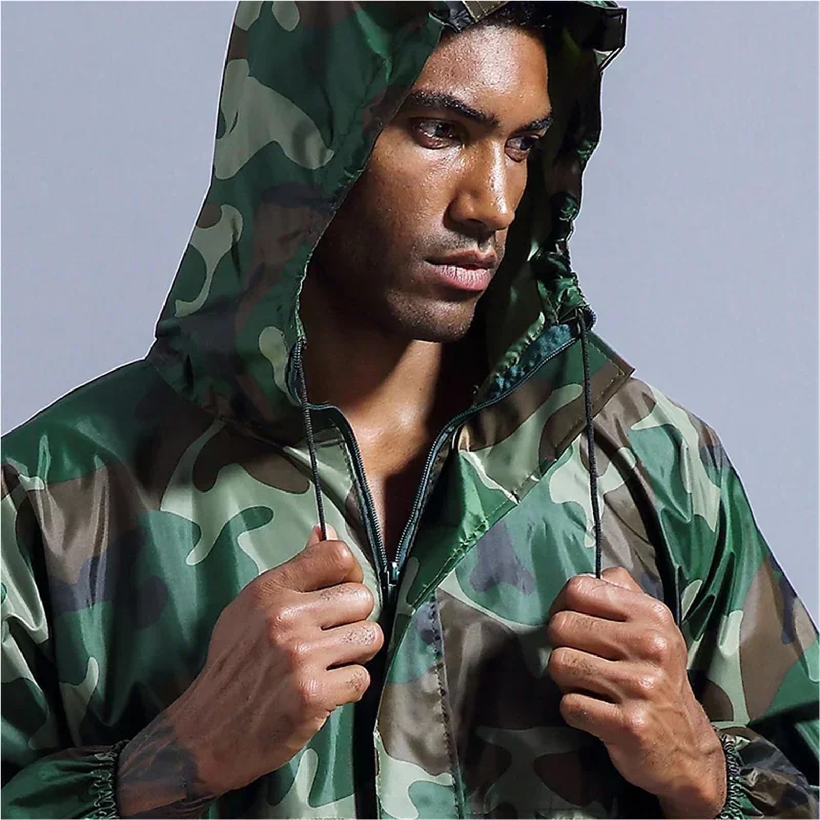 Poncho Pluie Imperméable/salopette for hommes et femmes Fission Rain Suit Coat Hooded Womens