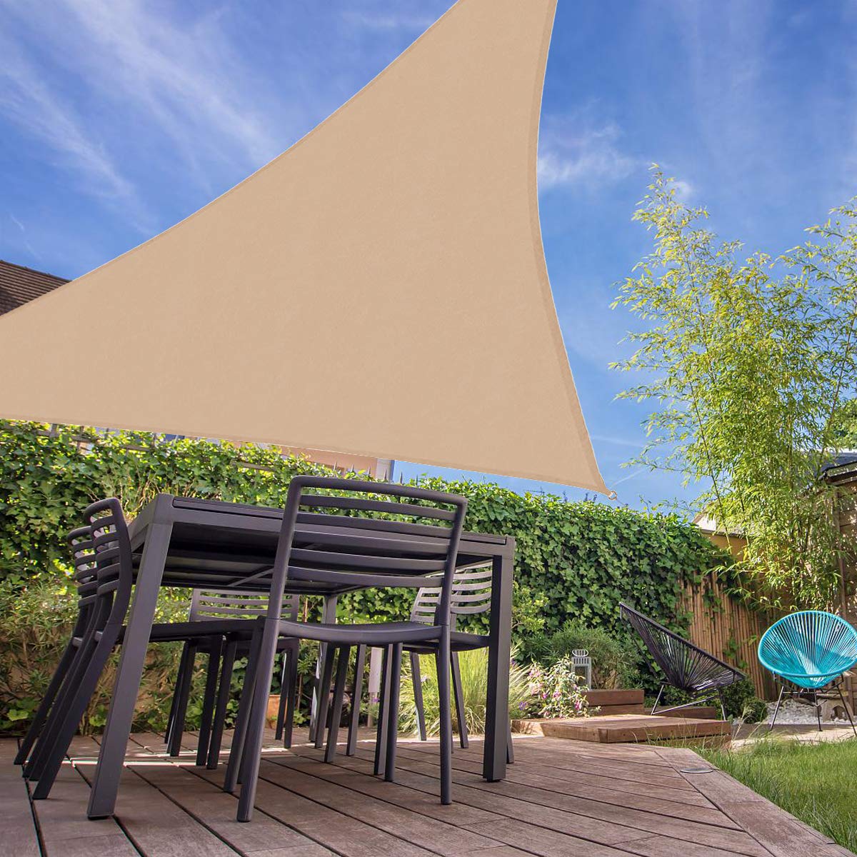 SHANNA Sun Shade Sail Canopy,95% Sunlight Block Sunscreen Awning Canopy Cover Shelter Waterproof for Outdoor Patio Lawn Garden Yard Shack Rope Fixing Kits Gifts(Beige,9.8'x9.8'x9.8')