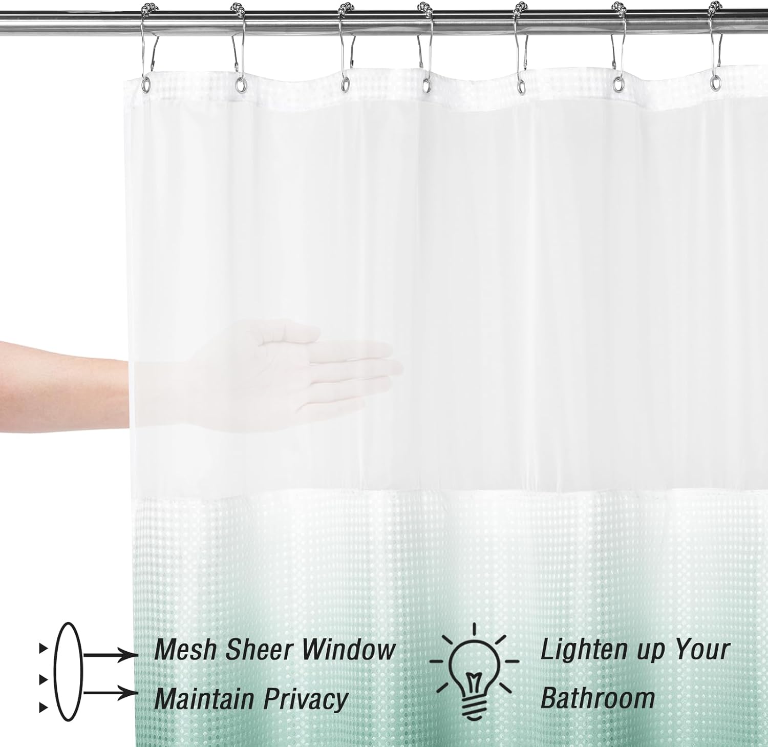 Gibelle Diamond Shaped Shower Curtain Hooks Set of 12, Bathroom Curtain 72" W x 72" L