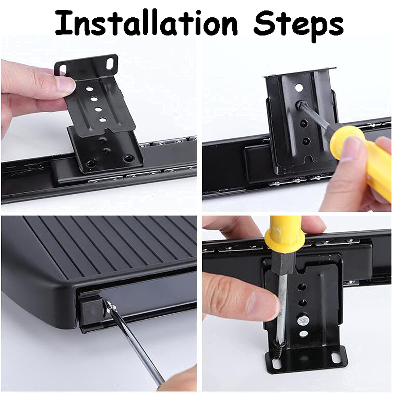 Under Desk Ergonomic Keyboard Drawer Sliding Computer Keyboard Tray Office Supplies Holder Computer Keyboard Drawer Easy to Install (B (C|black)