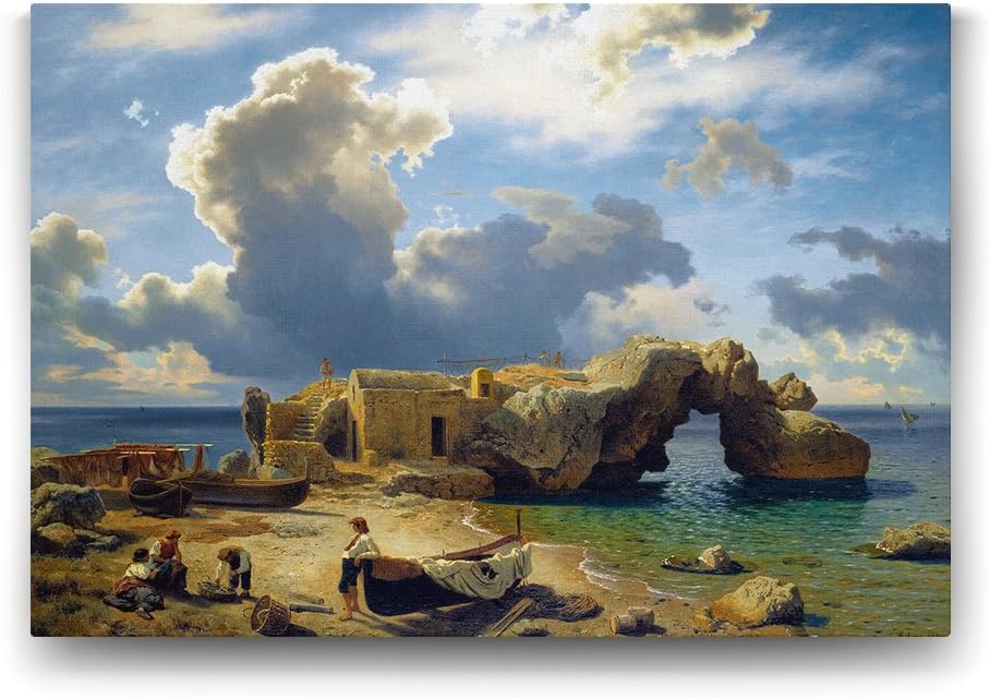 August Leu - Baie Marina Piccola Tablosu - 125x80cm