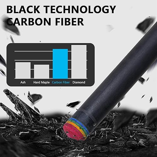 Miniatura 6 de Taco de piscina de fibra de carbono de 0.492 in de baja desviación con tecnología de carbono completo para adultos, Taco de billar profesional