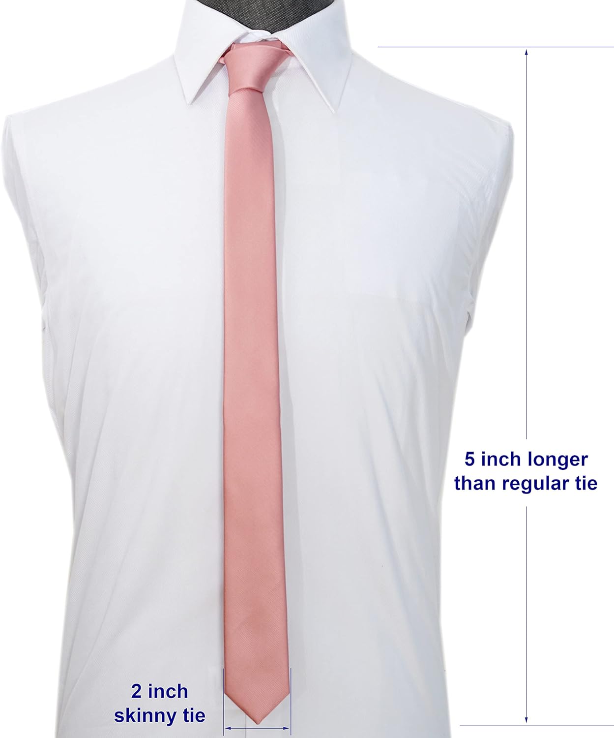Extra Long Solid Skinny Ties for Men 4-Pack, 2 inch Slim and Thin Neckties, 63 inch Long XL Ties for Men Big and Tall