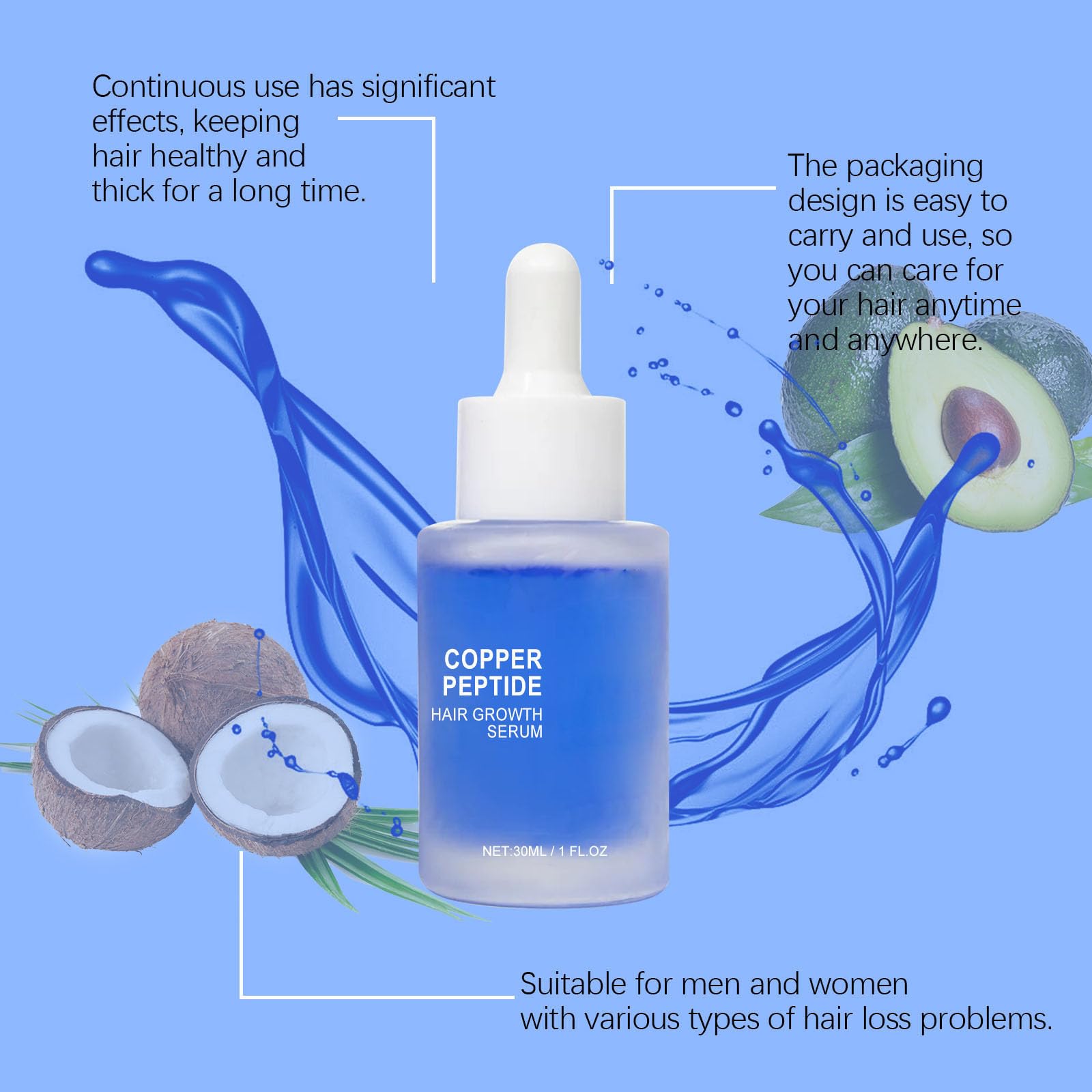Fleava Advanced peptyd miedziany, peptyd miedziany, serum koloidalne, miedź, krem Fleava Hair Regrowth, serum na wzrost włosów Fleava, dla kobiet i mężczyzn