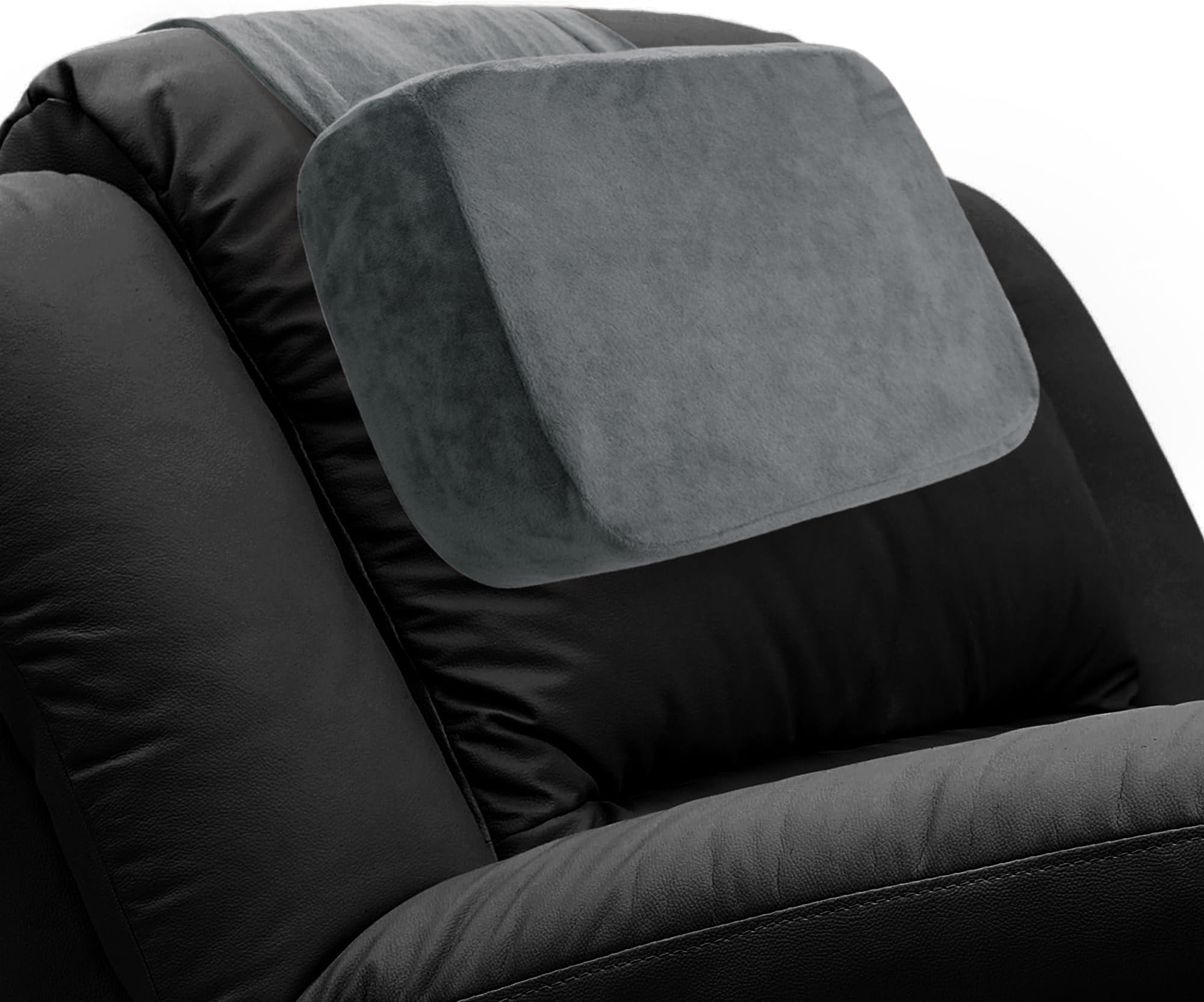 Memory Foam Neck Pillow for Recliner, Adjustable Headrest Cushion with Soft Plush Fabric and Medium Firm Filling, Design for Recliner Sofa Armchair, Machine Washable and Non-Slip (Dark Gray)