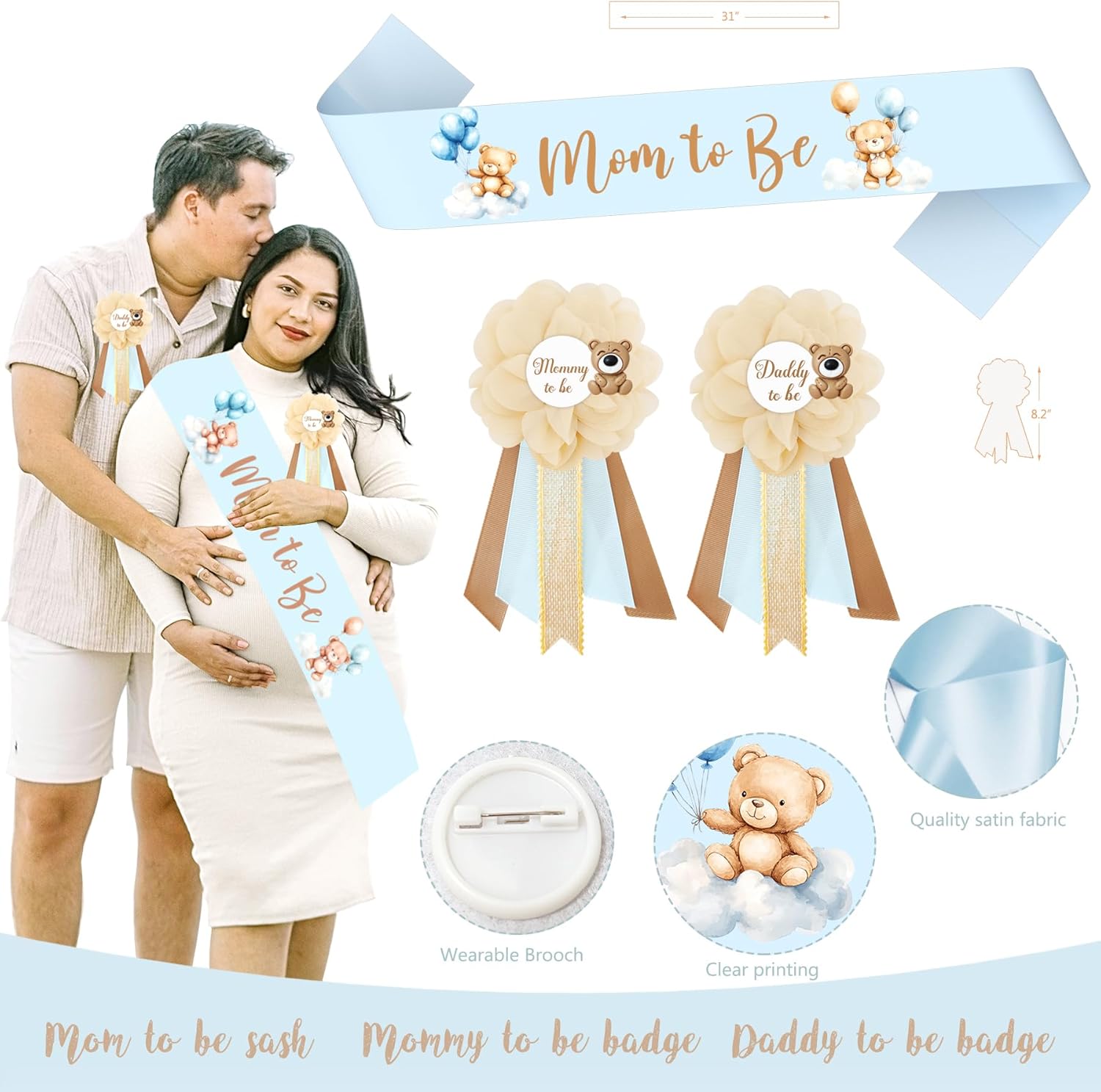 Bear Baby Shower Decorations Party Supplies, We Can Bearly Wait Baby Shower Decoration, Backdrop Balloon Arch Box Mom to Be Sash Dad to Be Pin Tablecloths Bear Balloon