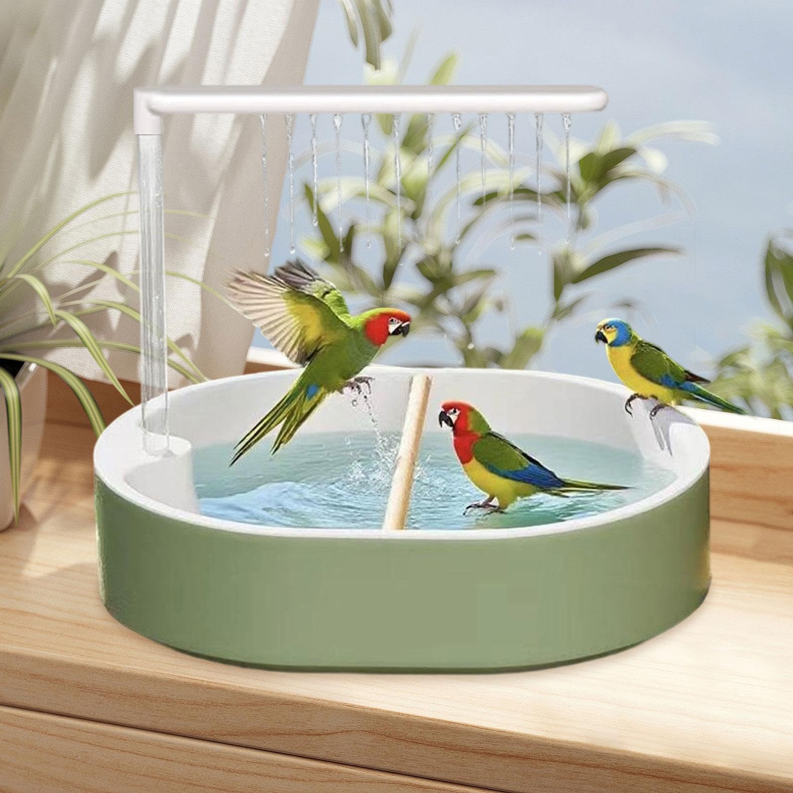 LOVIVER Vasca da Bagno Automatica per Uccelli Vasca da Bagno Automatica per Uccelli Accessori per Doccia Conure Multifunzione Parrocchetto con Pompa da per, Style B