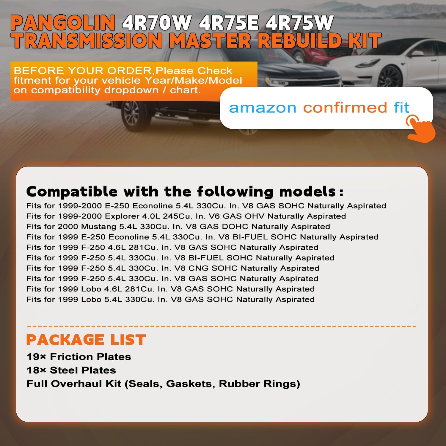 PANGPLIN 4R70W 4R75E 4R75W Transmission Master Rebuild Kit Overhaul Seals Kit fits for Fo-rd F150 F250 1998-2003 4-Speed Automatic transmission Parts