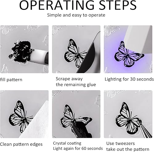 Miniatura 4 de Molde de silicona para arte de uñas, molde de silicona en relieve de copo de nieve de múltiples formas, adecuado para decoración de uñas DIY