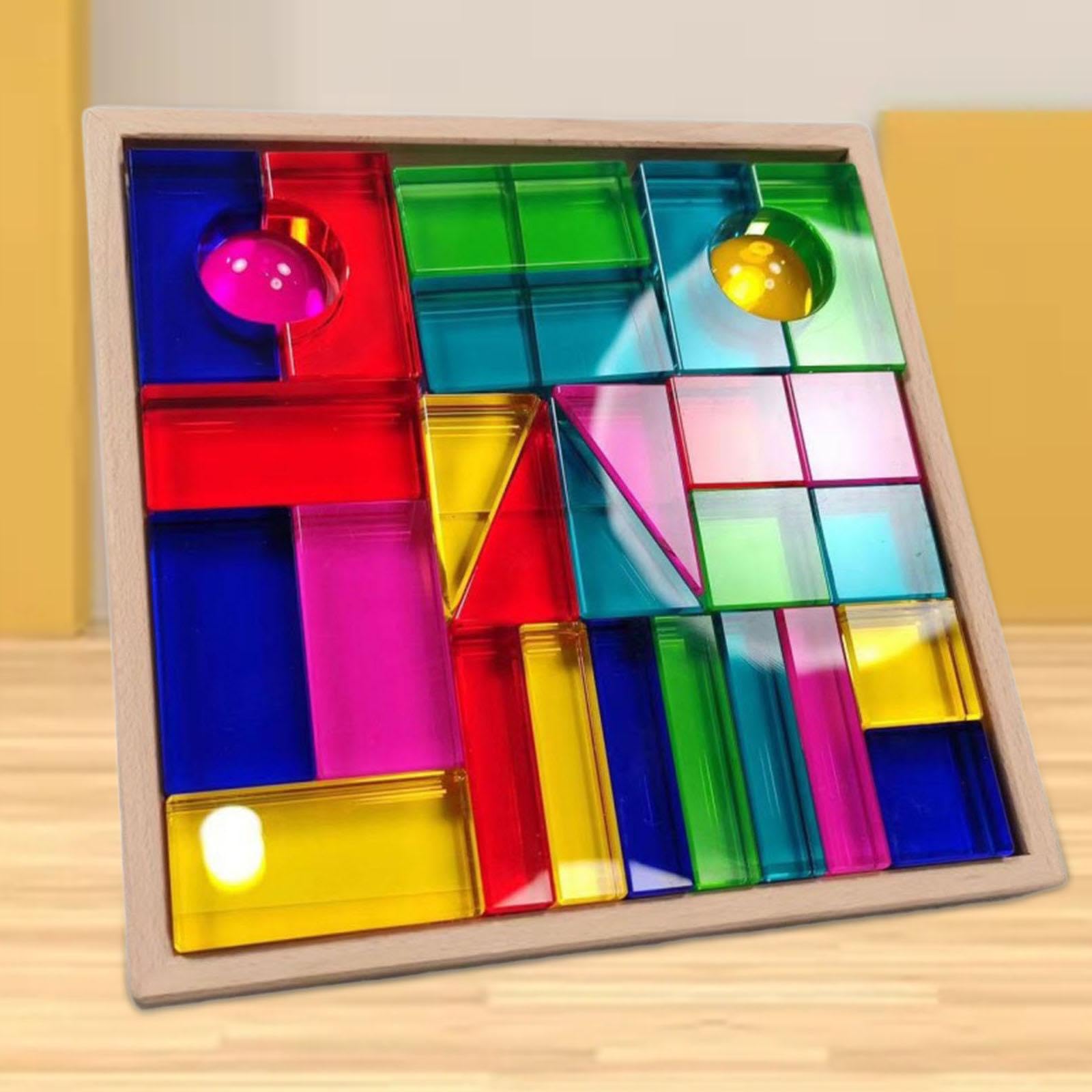 Juego de Bloques de Construcción Apilables, Cubos Acrílicos, Juguetes de Cristal con Función de Apilamiento Sensorial, Apto para Niños.