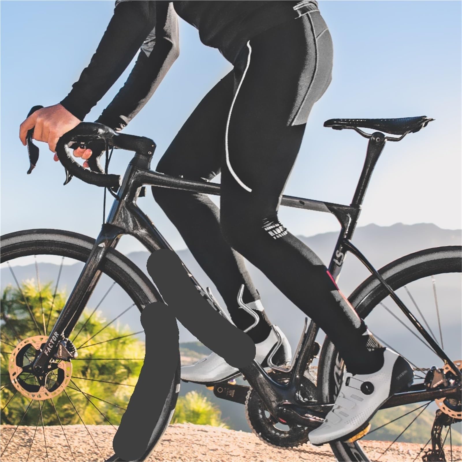 Pantaloni da Ciclismo Invernali 2 Pezzi in Pile Uomo Antivento Bicicletta Equitazione su Strada Professionali Abbigliamento Palestra Imbottito Riflettente per Uomo(3XL)