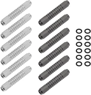 The Lord of the Tools 12PCS Dart Barrels with Dart Rubber O-Rings 14 Grams Replacement Dart Accessories 2BA Internal Thread (6 Black & 6 Silver)