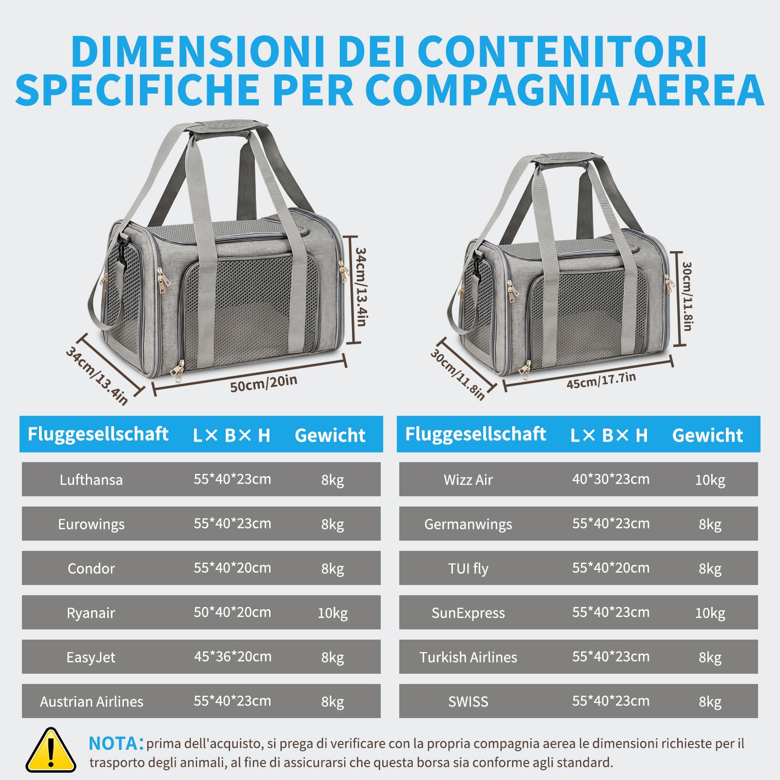 Trasportino per Cani e Gatti, Trasportino per Gatti, Tappetino Rimovibile, Tracolla Regolabile, Borsa Pieghevole Portatile, fino a 8 kg, per Gatti e Cuccioli (Grigio, L 43 x P 28 x H 28 cm)