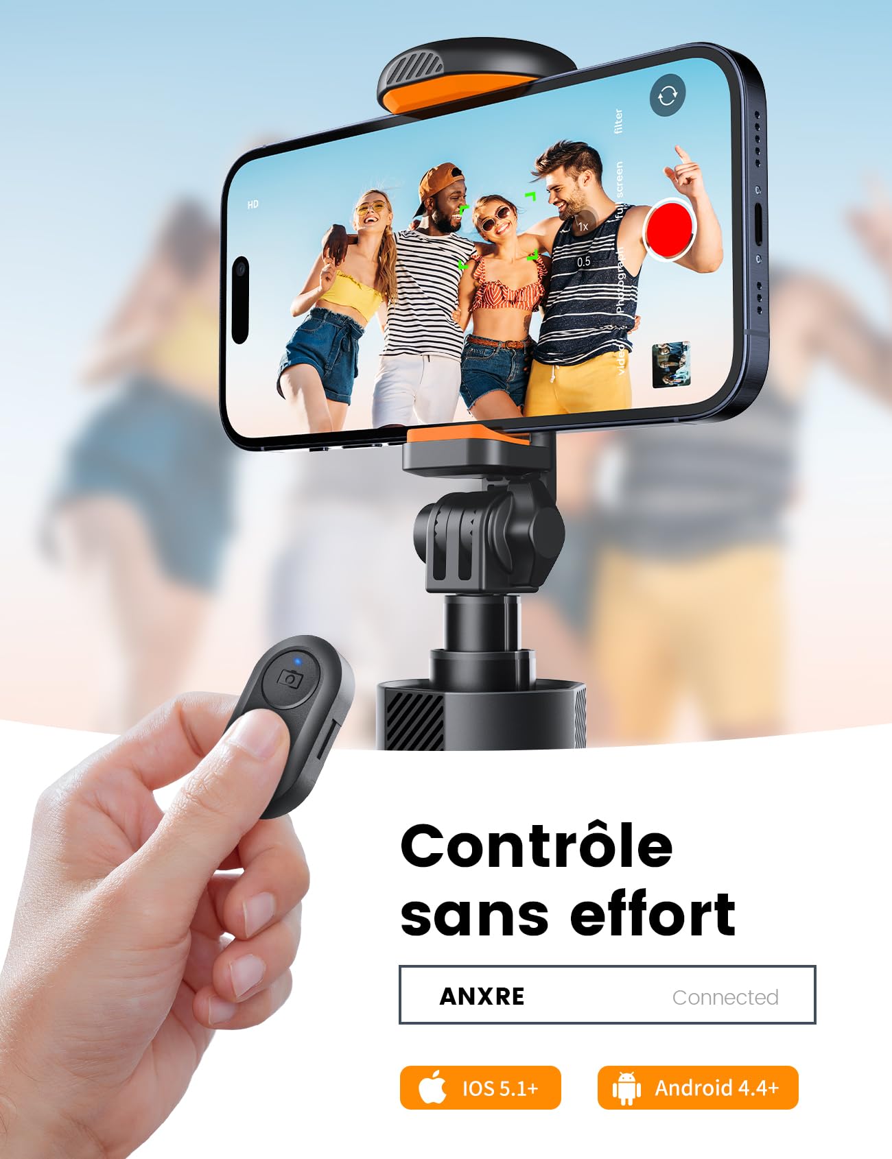 ANXRE 180cm Trépied Selfie avec Télécommande Détachable, Perche Extensible NT79 pour Smartphone et GoPro