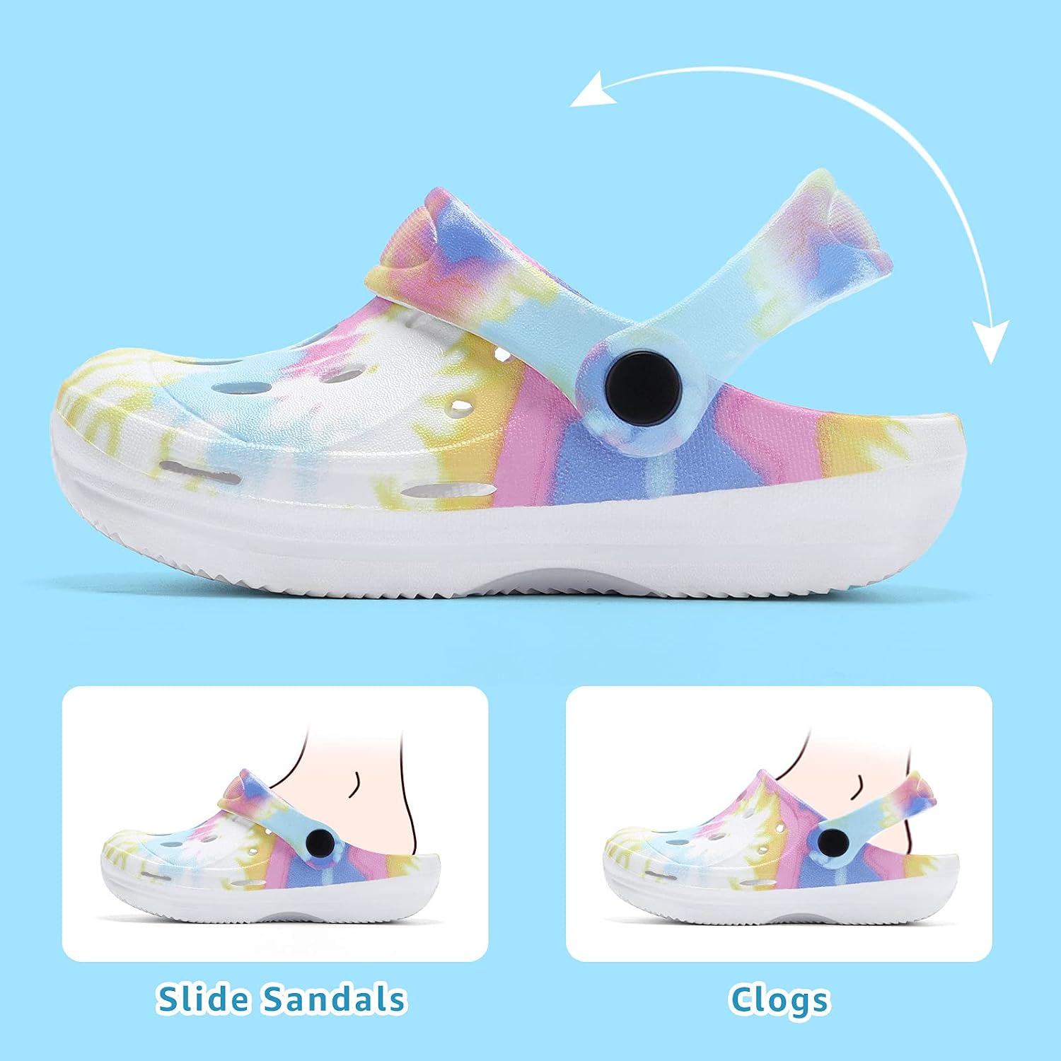 STQ Kids Garden Clogs with Backstrap | Slip on Boys Girls Water Sandals | Fuzzy Lined Slippers | Toddler, Little Kid, Big Kid