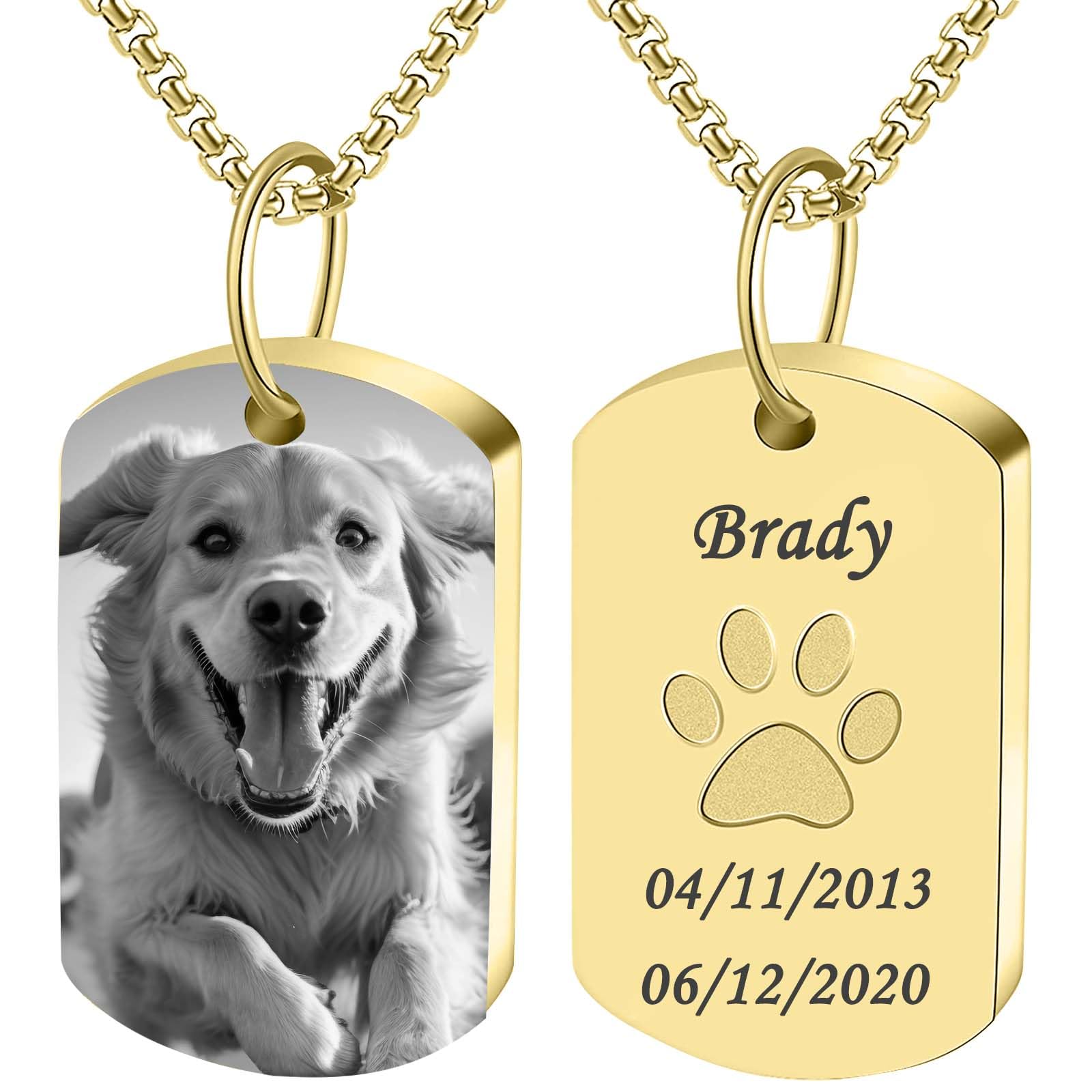 3UMeter Personalized Pet Urns for Dogs Ashes or Cat Memorial Gifts Pet Cremation Keepsakes Custom Photo Text Engraving Pendants Pet Cremation Necklace
