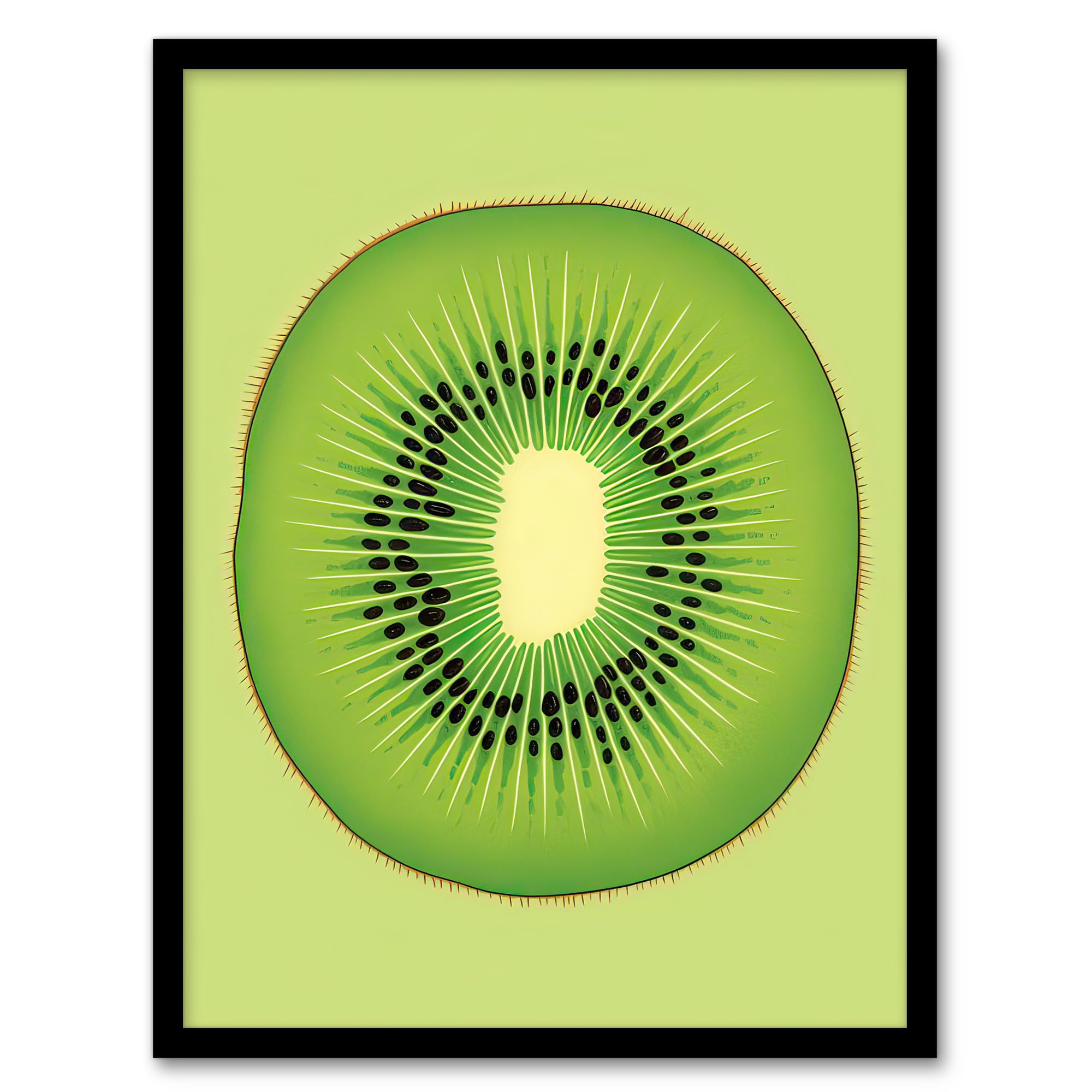Artery8 Kiwi Fruit Slice Bright Graphic Kitchen Artwork Artwork Framed Wall Art Print 18X24 Inch