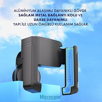 Microcase Bisiklet ve Motosiklet Ayna Bağlantılı Telefon Tutucu 360° Döner Başlık Kilit Mekanizmalı 3.5-6.8 İnç Uyumlu Kaymaz Silikon Pedli Motor Bisiklet Telefon Tutucu - AL5740