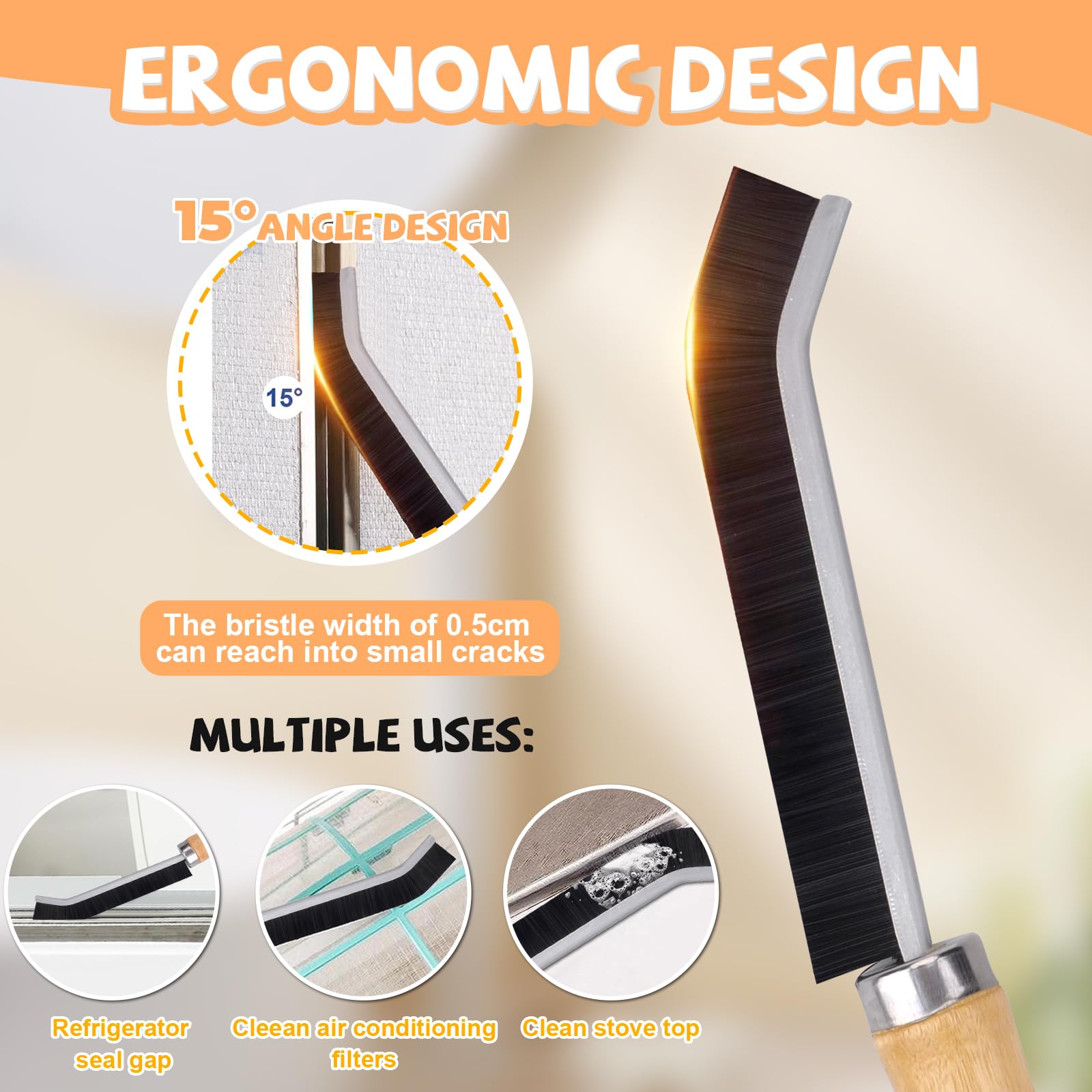 4 Spazzole Per Pulizia Fessure - Kit Per Doccia, Cucina, Bagno Con Setole Dure - Foto 11