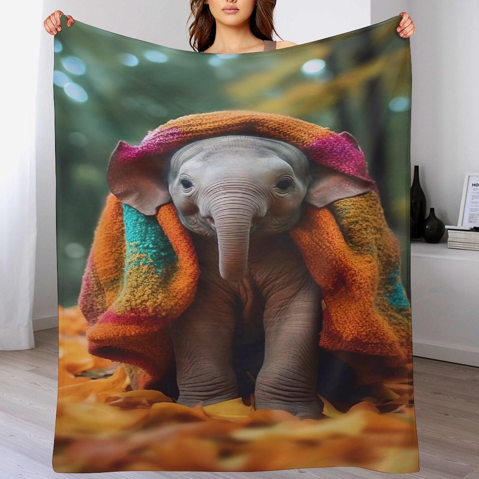 Couverture polaire confortable éléphant pour stopper le froid au lit ou au canapé