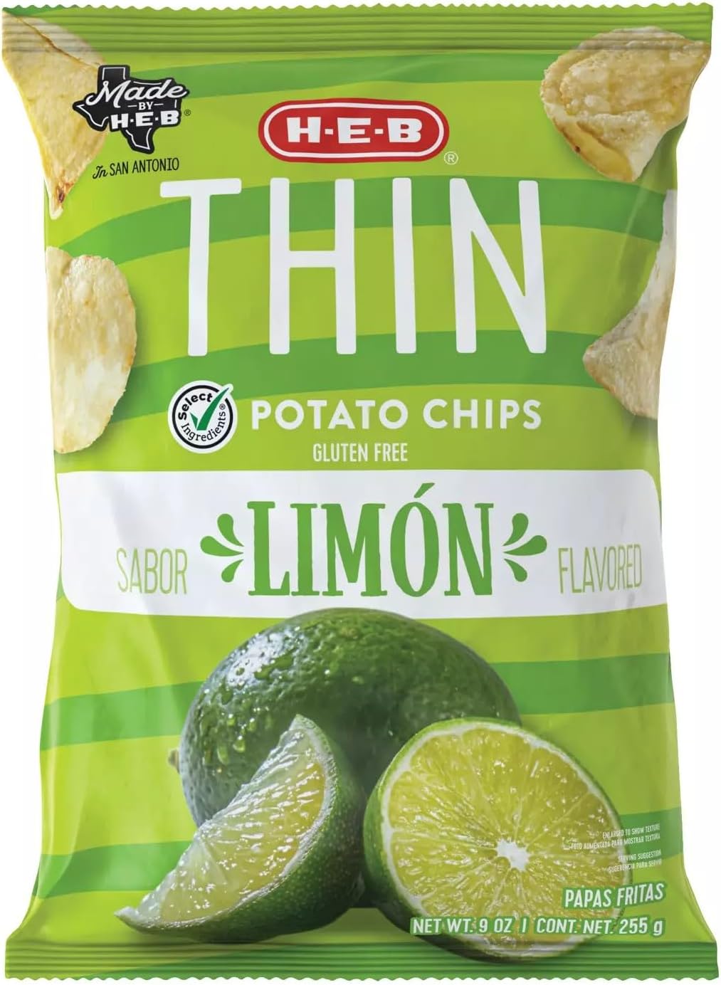 H‑E‑B Thin Potato Chips – Limón 9 oz 2 Bags