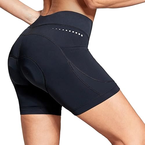 Miniatura 3 de BALEAF Pantalones cortos de ciclismo acolchados 4D para mujer, ropa interior de ciclismo con bolsillos acolchados, pantalones de bicicleta, mallas