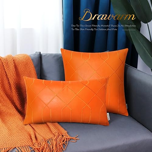 Miniatura 72 de BRAWARM Fundas de almohada de piel sintética de 18 x 18 pulgadas, fundas de almohada de cuero negro, paquete de 2, almohadas decorativas de cuero