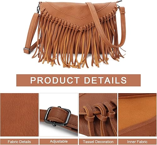 Miniatura 3 de Bolso Hobo con flecos para mujer, bolso de hombro con borla vintage, bolsos negros con borlas