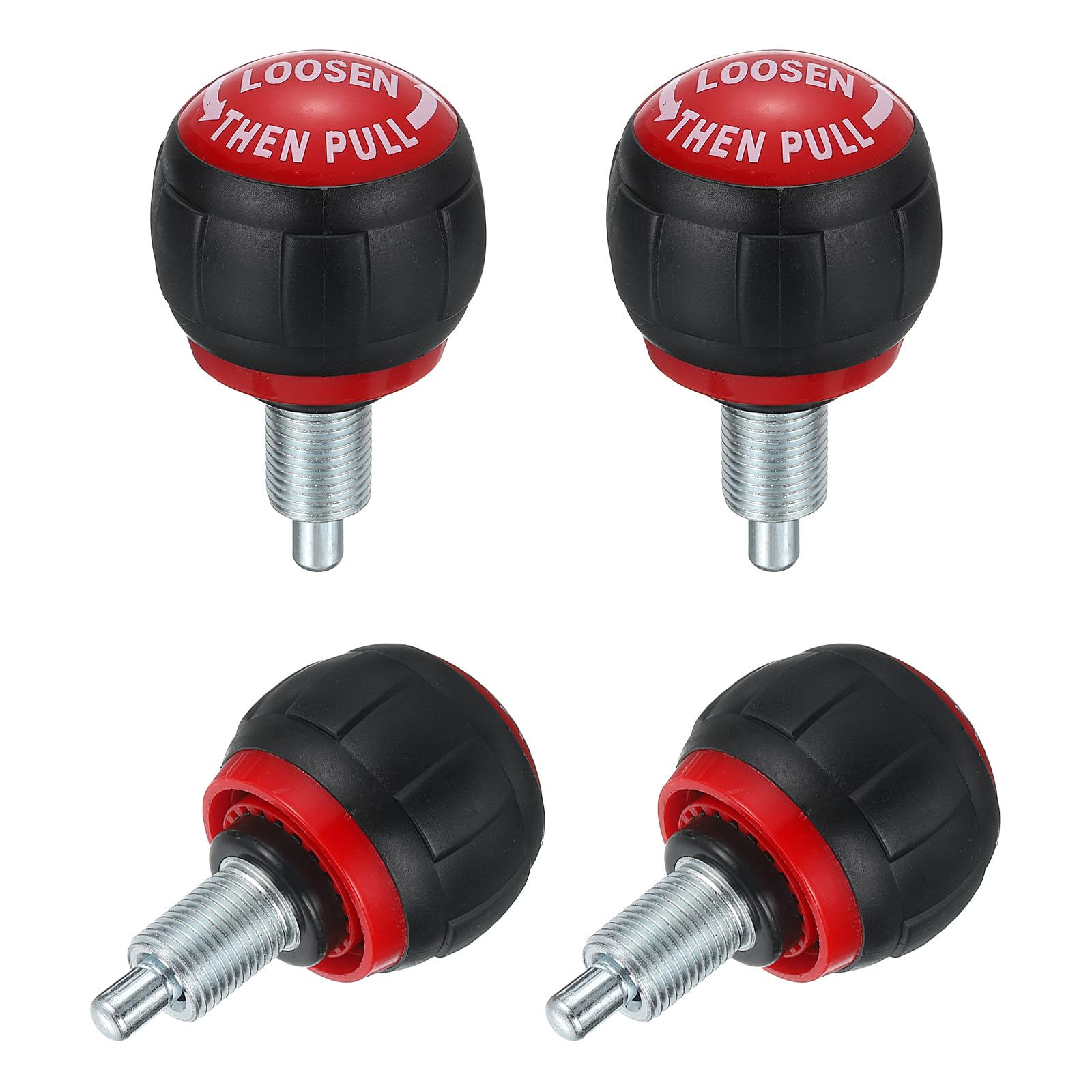 QUARKZMAN Parti di Ricambio per Manopola a Molla per Regolazione dell'Altezza dell'Attrezzatura per Fitness Domestico Nero Rosso 4Pz