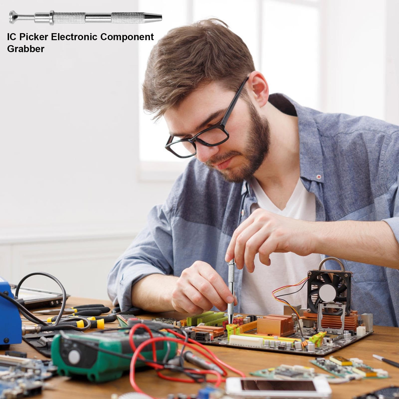 Penna di estrattore componente elettronico con artigli regolabili - IC, BGA, PLCC Chip Back | Design a molla ergonomico per riparazioni della scheda madre, telefono