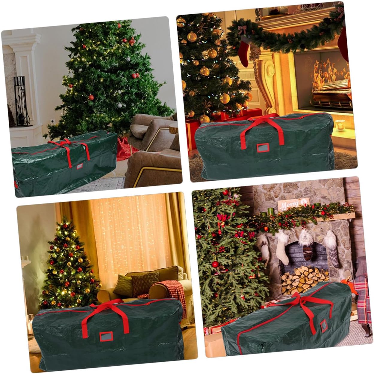 Artibetter Waterproof Large Christmas Tree Storage Bag with Handles 135x34x68cm Green Holiday Tree Pouch Household Organizer for Home Décor Storage