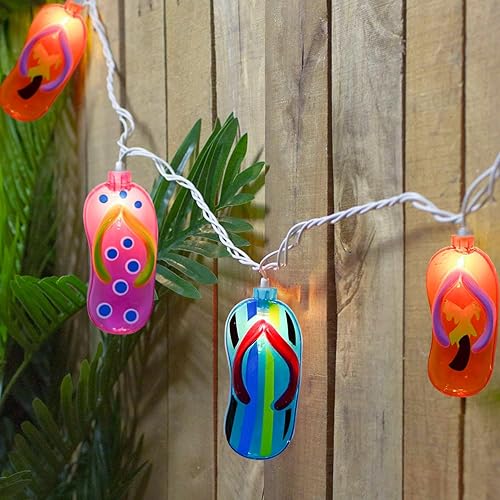 Miniatura 6 de Decoraciones de fiesta en la playa de 9 pies, 10 pantuflas para exteriores, tira de luces para fiestas al aire libre, para bodas, cumpleaños, jardín