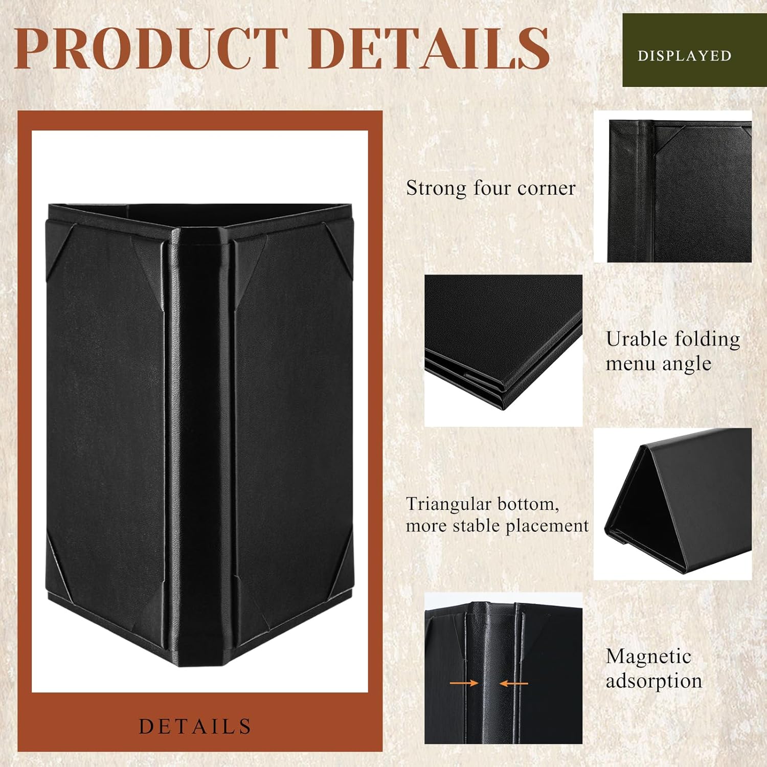 Mumufy 20 Pcs 4 x 6 Inch Triangle Table Tent Leatherette Menu Holders 3 Sided Menu Cover Frame Menu Sign Holders for Restaurant Cafe Bar Wedding