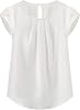 TASAMO Women's Casual Round Neck Basic Pleated Top Cap Sleeve Curved Keyhole Back Chiffon Blouse