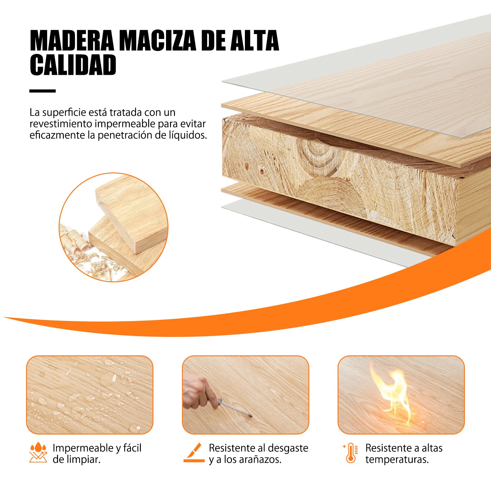 Mesa Bar de Madera Maciza con Almacenaje, Mesa Alta Cocina, Mesa Estrecha y Larga, Altura de Barra, Tablero Grueso 2,5 cm, para Cocina, Salón,Bares, etc.
