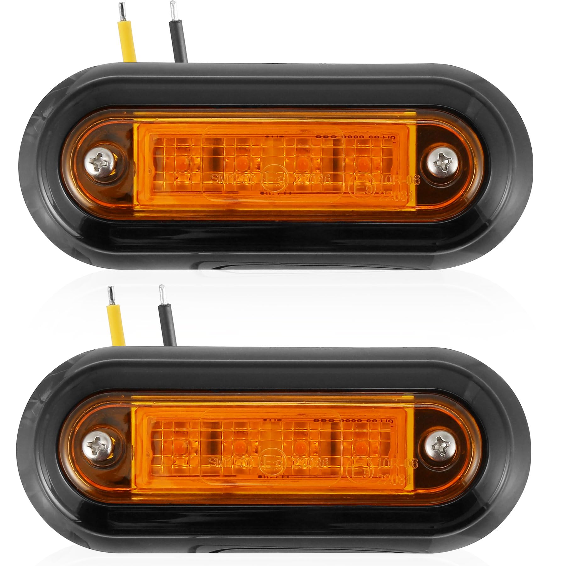 2X Luci Demarcazione Laterale Gialle 12/24V LED per Furgone Fari Rimorchio Impermeabile ECE